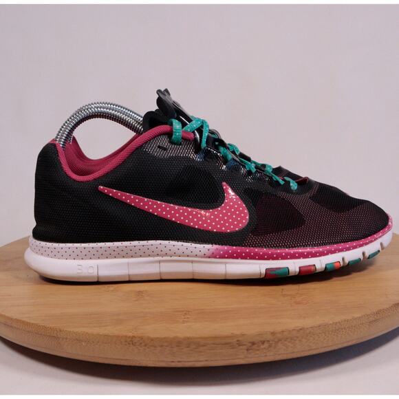 Nike Free 3.0 Running Sneakers Shoes Women 8 Black Pink - Picture 3 of 14